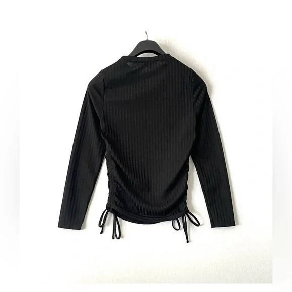 Missguided Ruched Ribbed Knit Side Tie Top - Picture 2 of 6